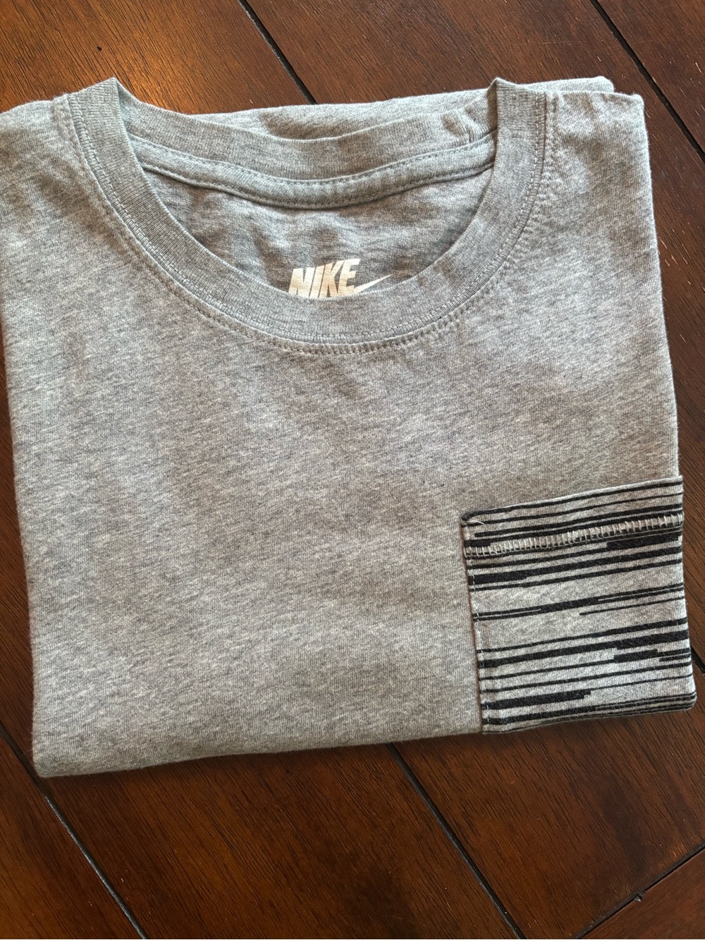 Nike Gray T-Shirt with Striped Pocket